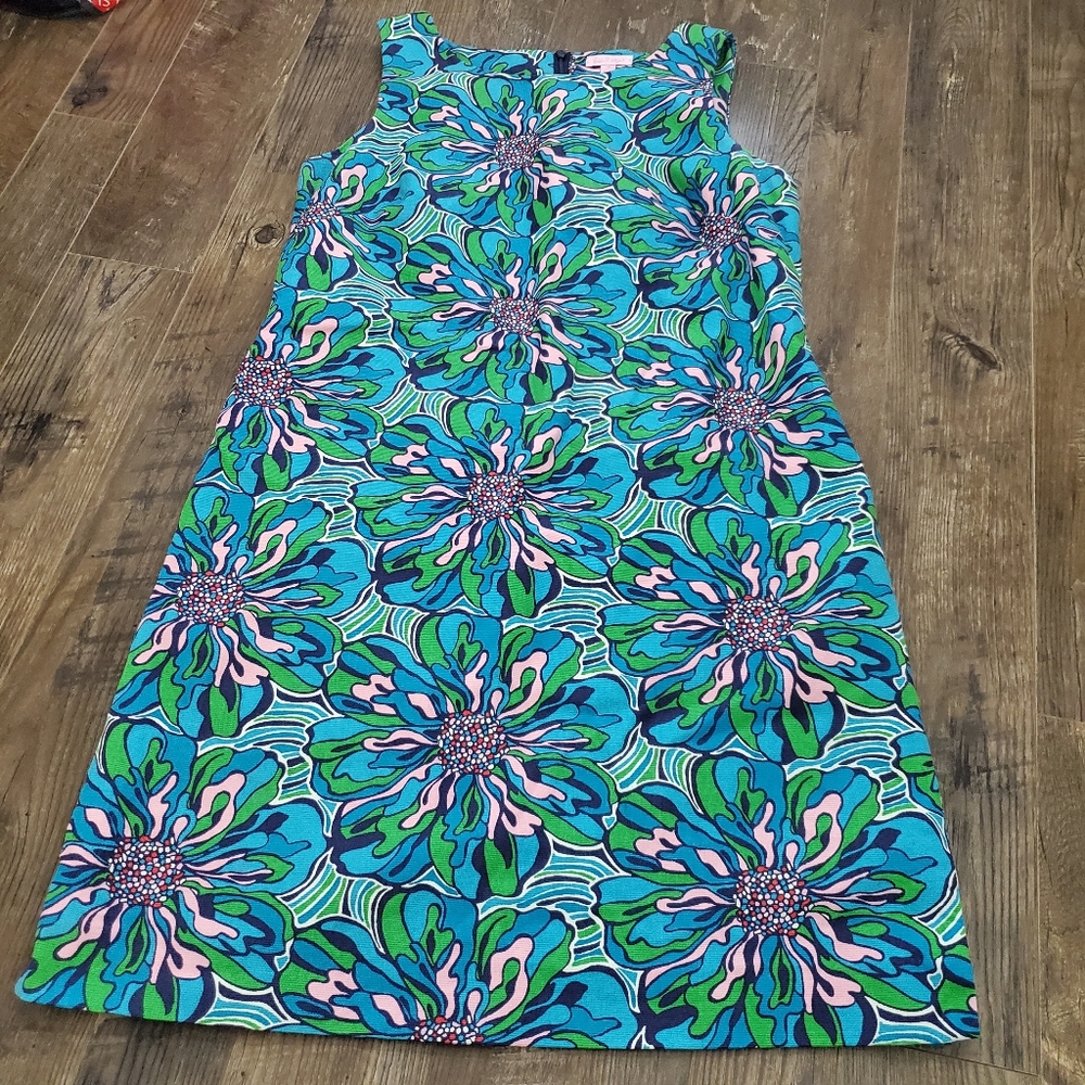 Lilly Pulitzer Turquoise, Green & Pink Floral Shift Dress